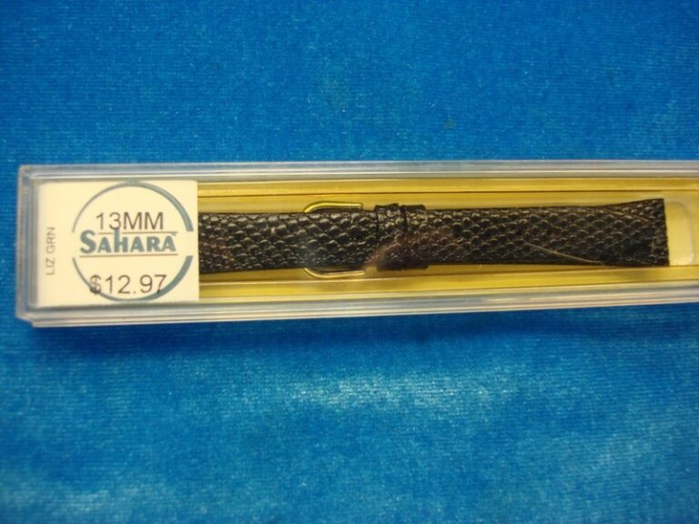 Vintage Sahara Black Lizard Grain Leather Watch Strap