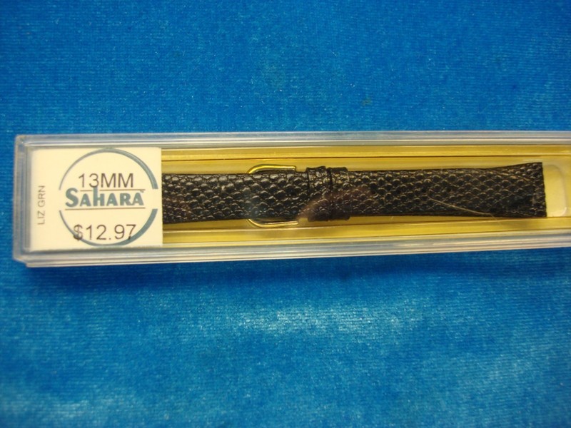 Vintage Sahara Black Lizard Grain Leather Watch Strap
