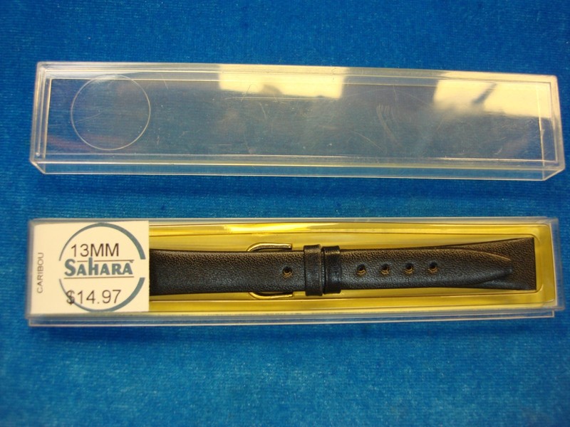 Vintage Sahara Calfskin Watch Strap, Black, 13mm