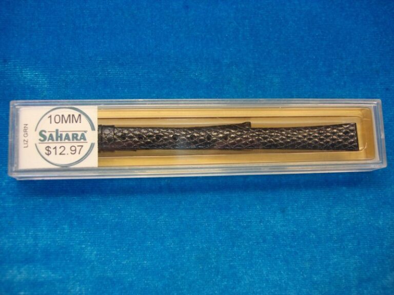 New Sahara Swiss leather watch strap, black lizard grain, 10mm