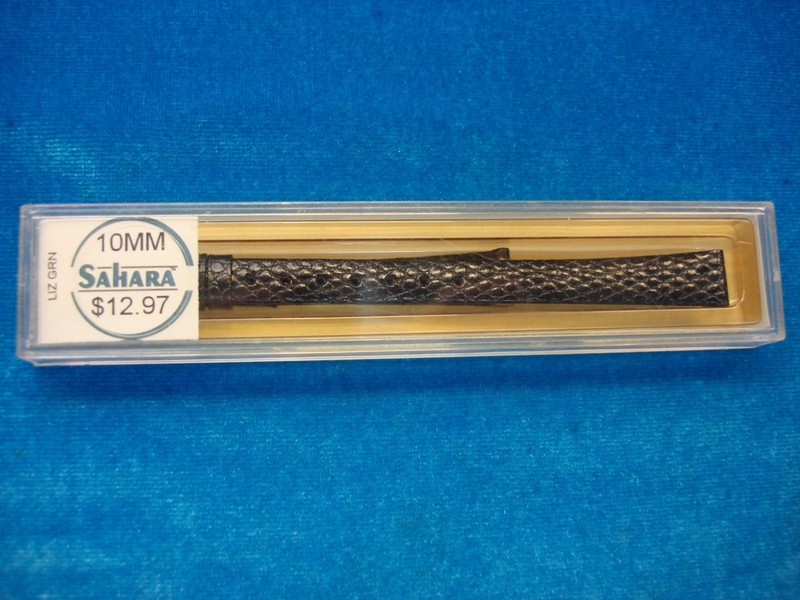 New Sahara Swiss leather watch strap, black lizard grain, 10mm