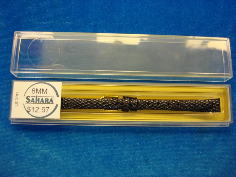 Vintage Sahara Black Lizard Leather Watch Strap, Swiss Made, 8mm