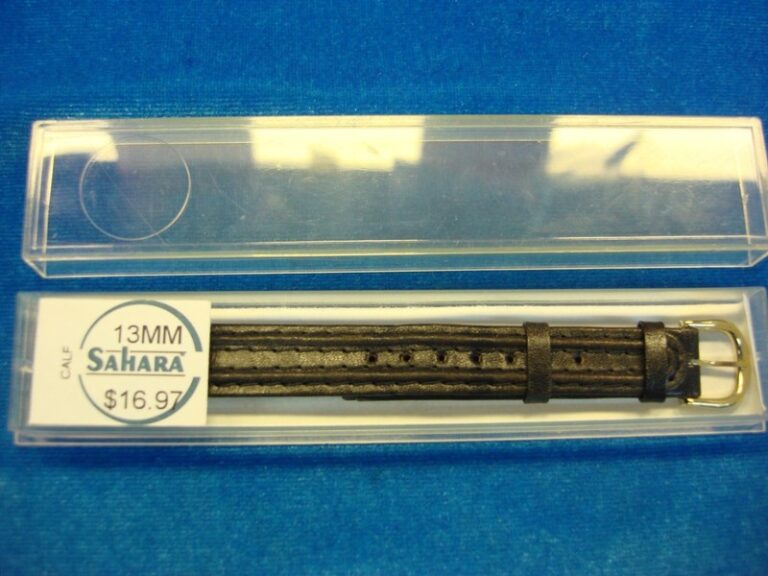 Vintage Sahara Black Calfskin Wristwatch Strap, 13mm, Swiss Made