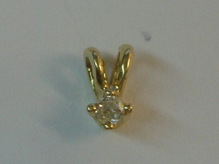 14K gold solitaire diamond pendant with a 2 carat brilliant sparkle