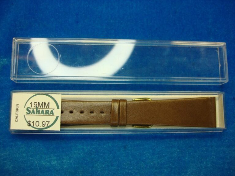 New vintage Sahara brown calfskin watch strap, 19mm