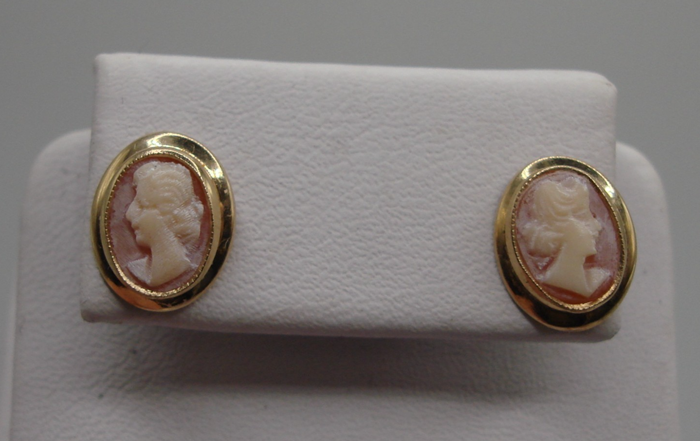 Vintage gold-filled carved shell cameo earrings