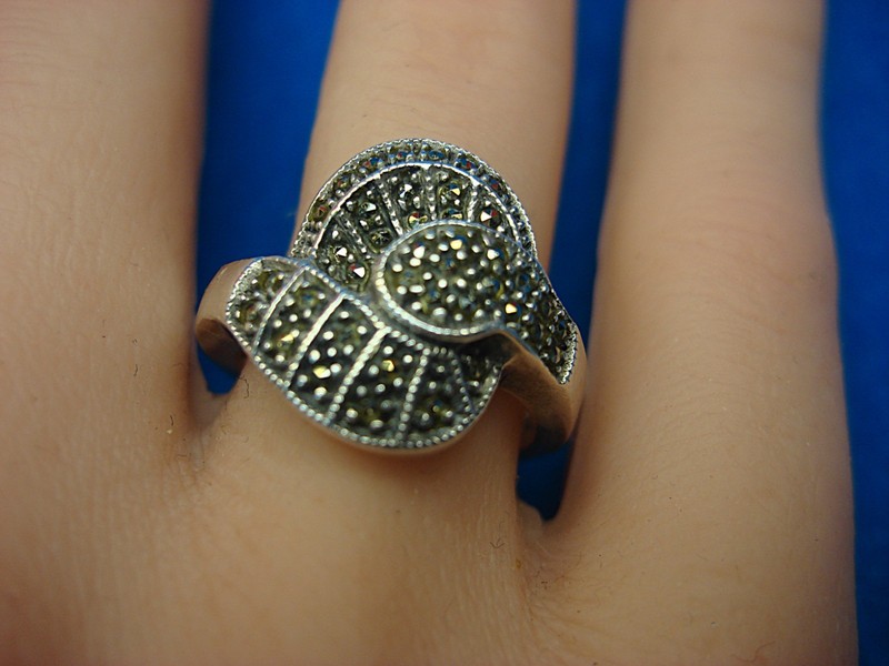 Vintage Sterling Silver Marcasite Ring, Size 6 1/2