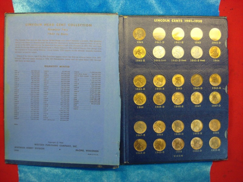 Collection of 89 United States Lincoln Cents from 1941 to 1974-S in a Whitman Classic Album.