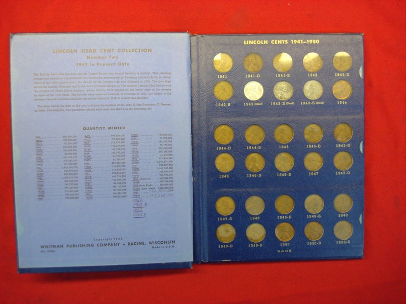 Collection of 89 circulated United States Lincoln Cents from 1941 to 1974-S