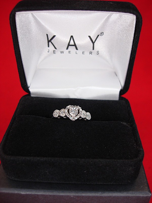 Pre-owned Sterling Silver Diamond Halo Heart Ring, size 5 1/4