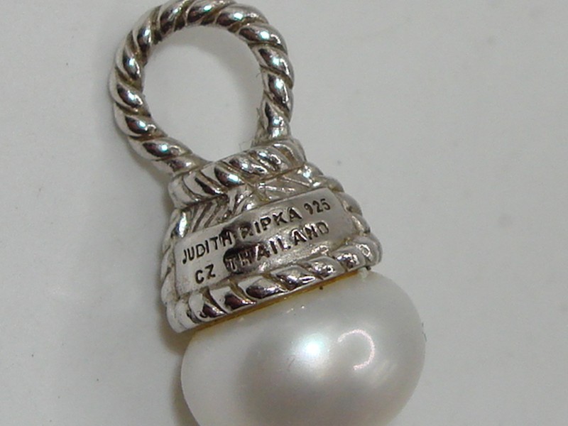 Judith Ripka sterling silver freshwater pearl charm pendant