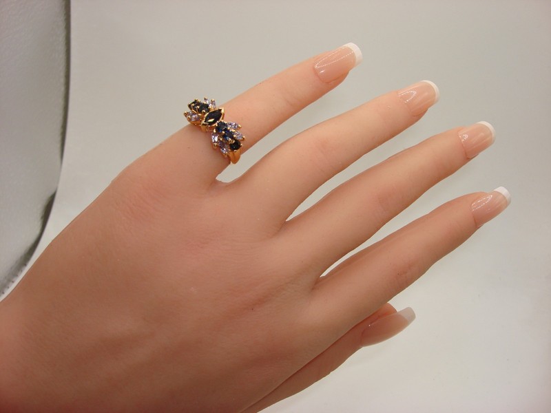 2+ Carat Sapphire & Tanzanite Ring in 14K Gold