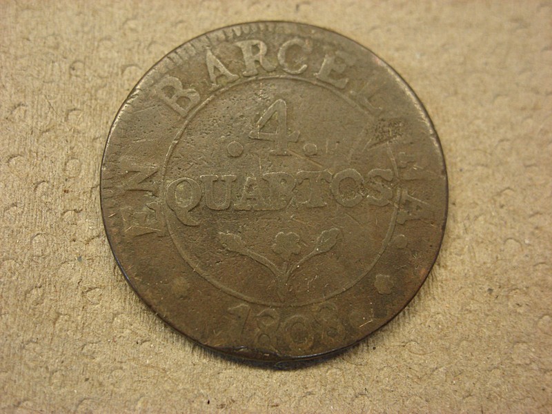1808 Spain 4 Quartitos copper coin from the Jose Napoleon era