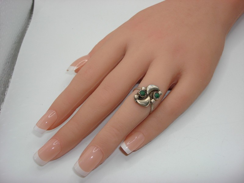 Vintage Navajo Sterling Silver Turquoise Ring, signed 'L & S', size 4