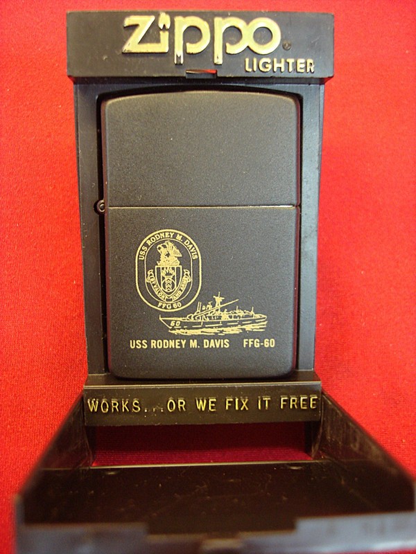 Vintage Zippo lighter featuring the U.S.S. Rodney M. Davis (FFG-60)