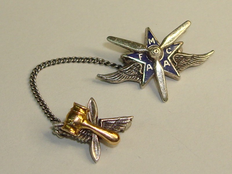 Vintage WWII MFAAC Air Force Command Pin Set with Gold Gavel and Blue Enamel Star