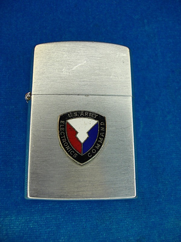 Vintage Crest-Craft U.S. Army Electronics Command fluid lighter in chrome