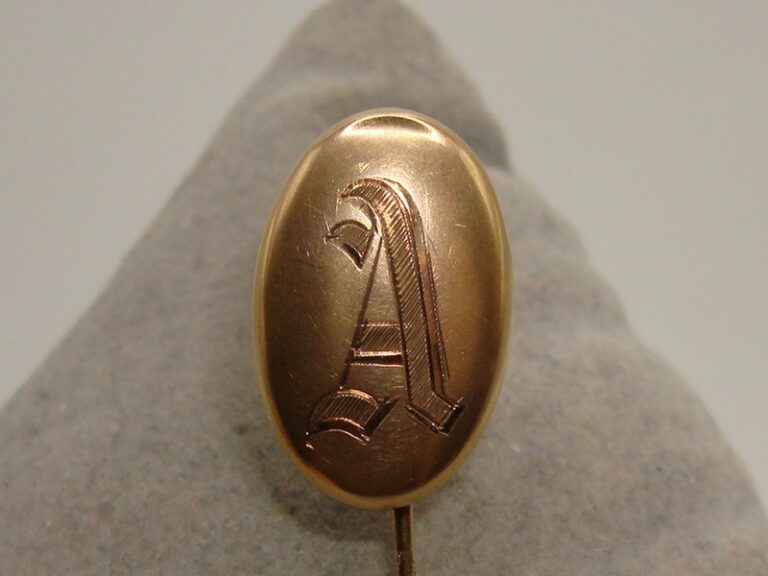 Antique Victorian 14K Gold Initial 'A' Stick Pin