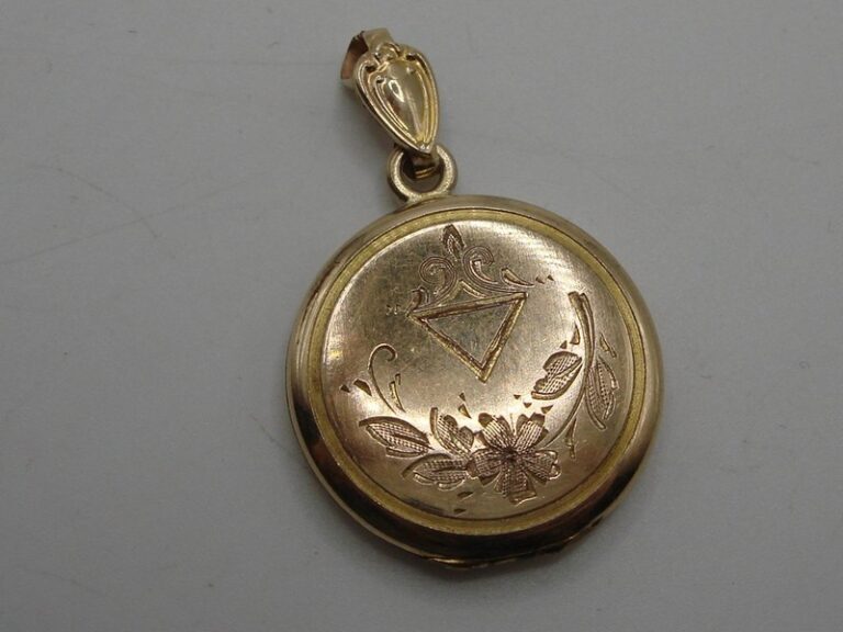 Vintage 10K Gold Filled Ornate Locket Pendant with Floral Engraving and Photo Compartments