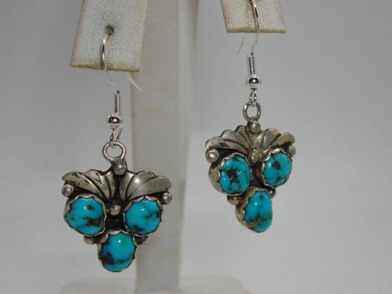Vintage M. Chuyate Zuni sterling silver turquoise dangle earrings