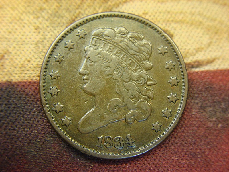 1834 U.S. Half Cent Coin, Classic Head Liberty Design