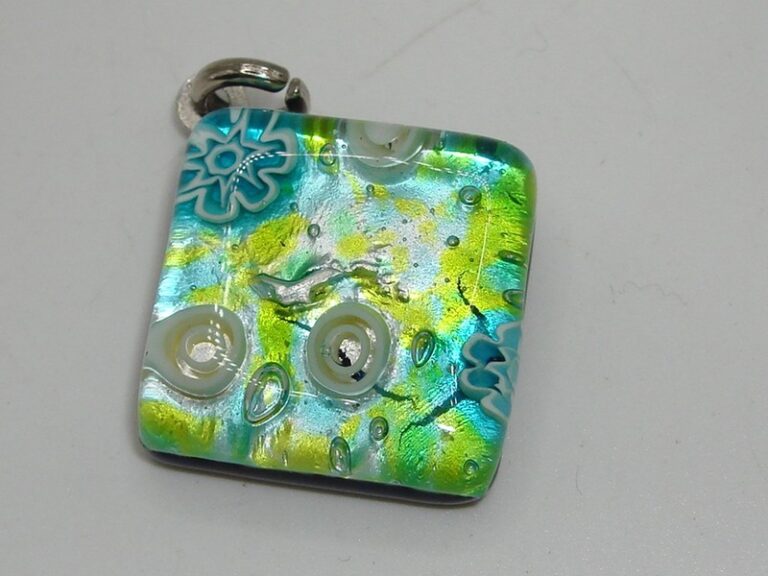 Vintage Murano Glass Pendant with Dichroic Millefiore Floral Design