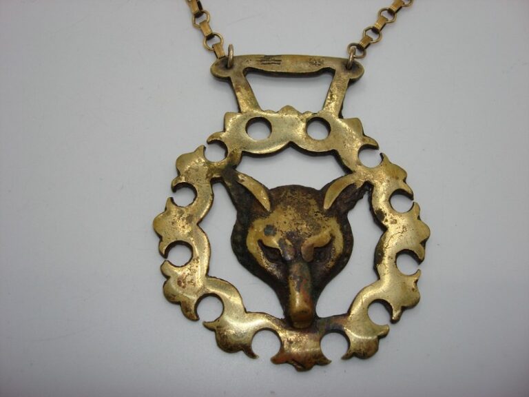 Antique English Brass Fox Head Horse Harness Medallion