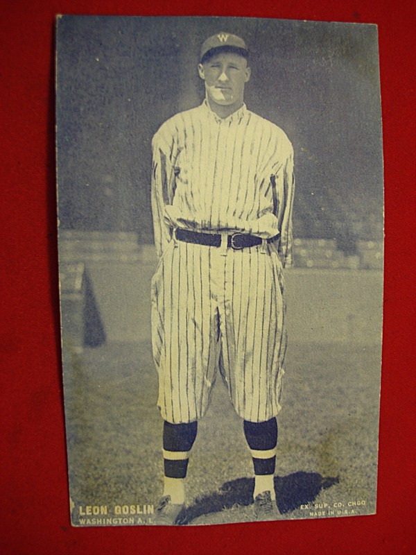 1927 Exhibit Supply Co. baseball card of Leon Goslin of the Washington Senators