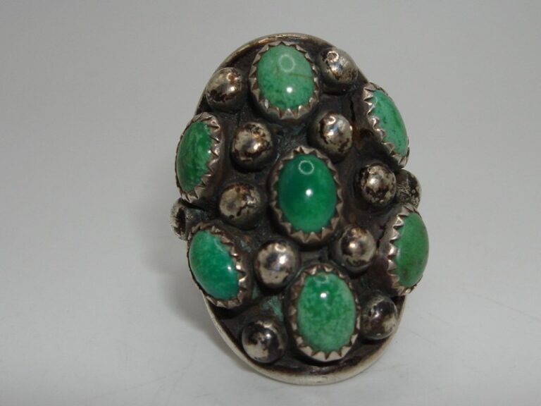 Vintage Navajo J. Roybal Sterling Silver Turquoise Ring Size 7