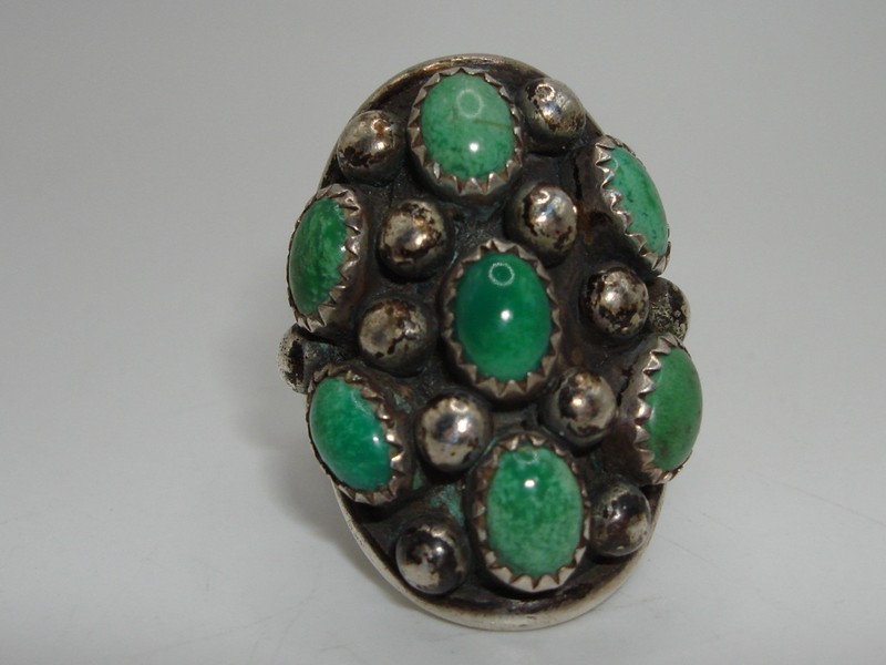 Vintage Navajo J. Roybal Sterling Silver Turquoise Ring Size 7