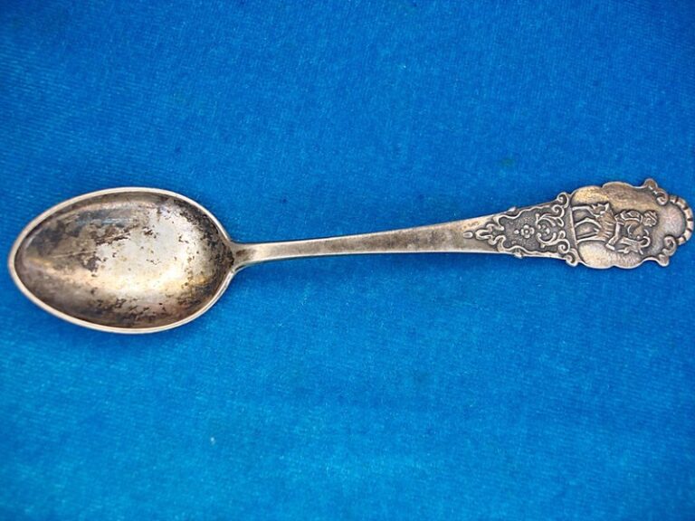 Antique Norwegian .830 Silver Souvenir Spoon with Boy Riding Goat Charm