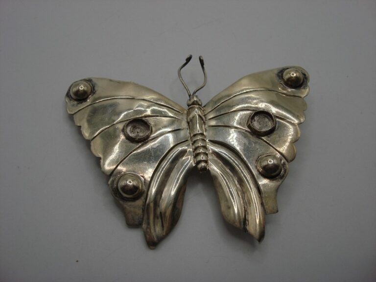 Vintage silver butterfly brooch from Juarez, Mexico, signed AC