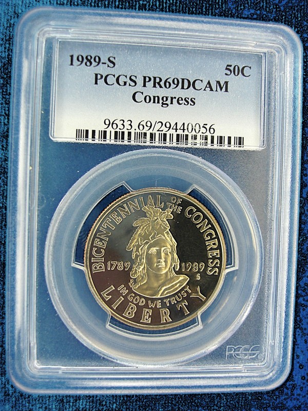 1989-S Bicentennial of Congress Proof Half Dollar graded PCGS PR69 DCAM