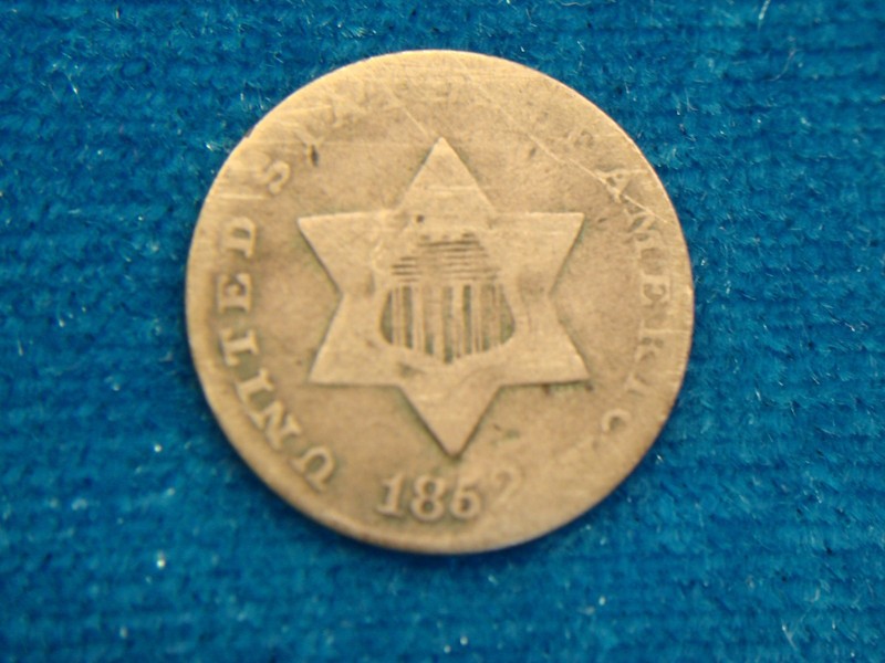 1852 Three Cent Piece Silver Coin