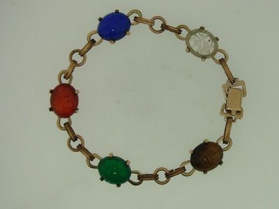 Vintage 1960s W.R.E. Gold Filled Scarab Bracelet