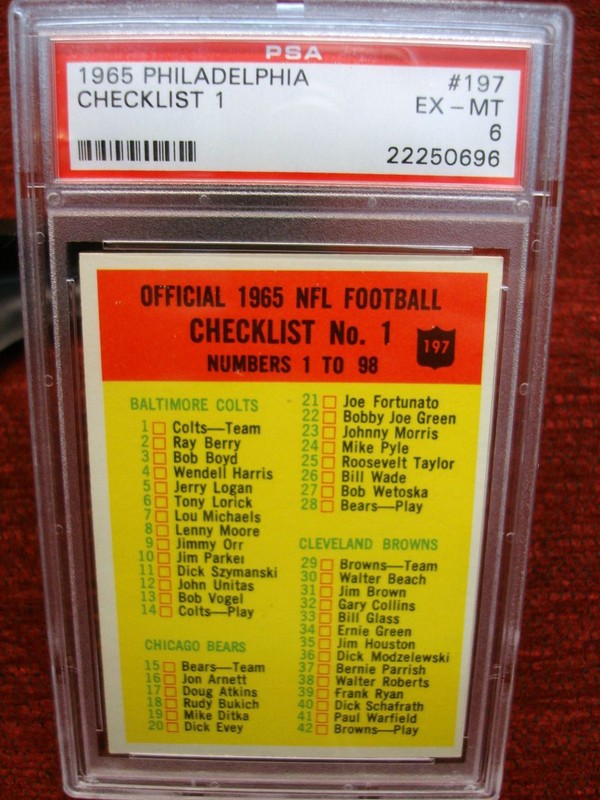 PSA 6 EX-MT graded 1965 Philadelphia #197 Checklist card