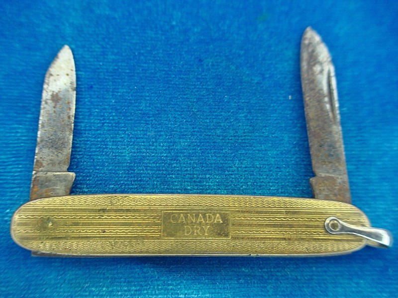 Vintage Canadian Colony Knife with two blades and watch chain