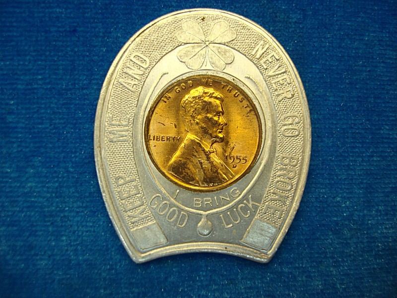 Vintage 1958 Lincoln Cent encased token souvenir from City Bank & Trust Birdsboro PA open house