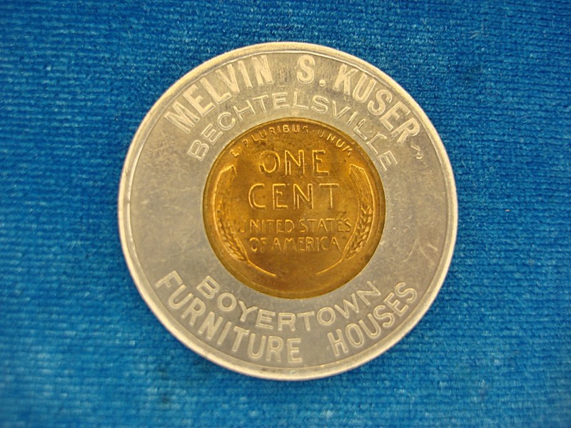 Vintage 1953-D Melvin S. Kuser Furniture Token, uncirculated and encased