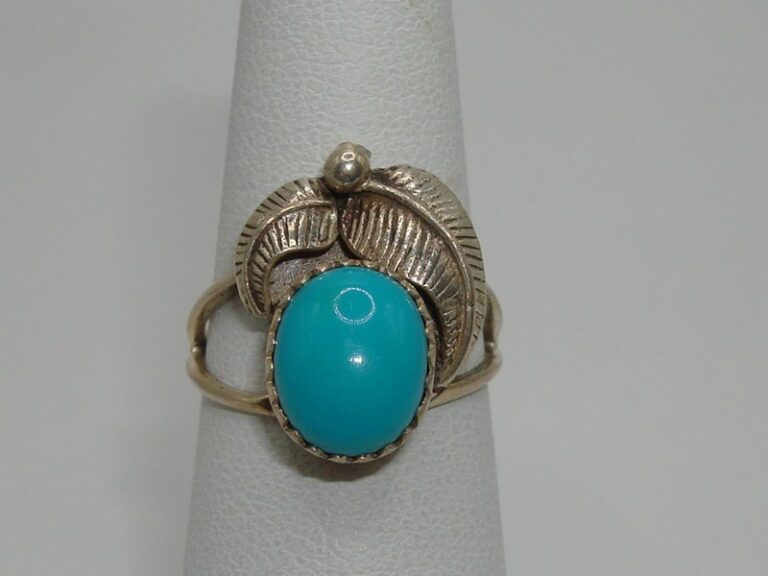 Vintage Navajo Sterling Silver Turquoise Ring by Jack Whittacker, size 5 1/2