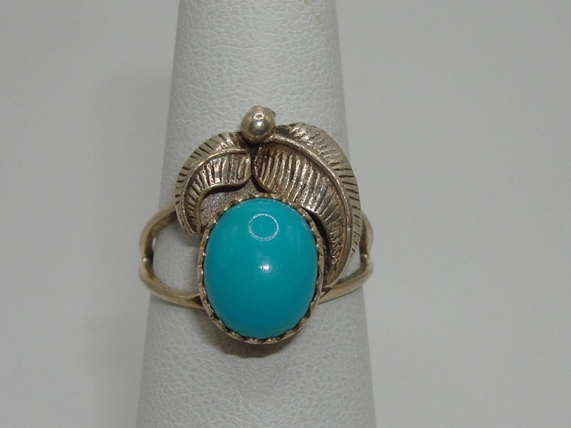Vintage Navajo Sterling Silver Turquoise Ring by Jack Whittacker, size 5 1/2