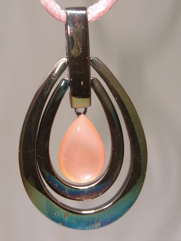 Vintage Joseph Esposito sterling silver mother-of-pearl pendant necklace