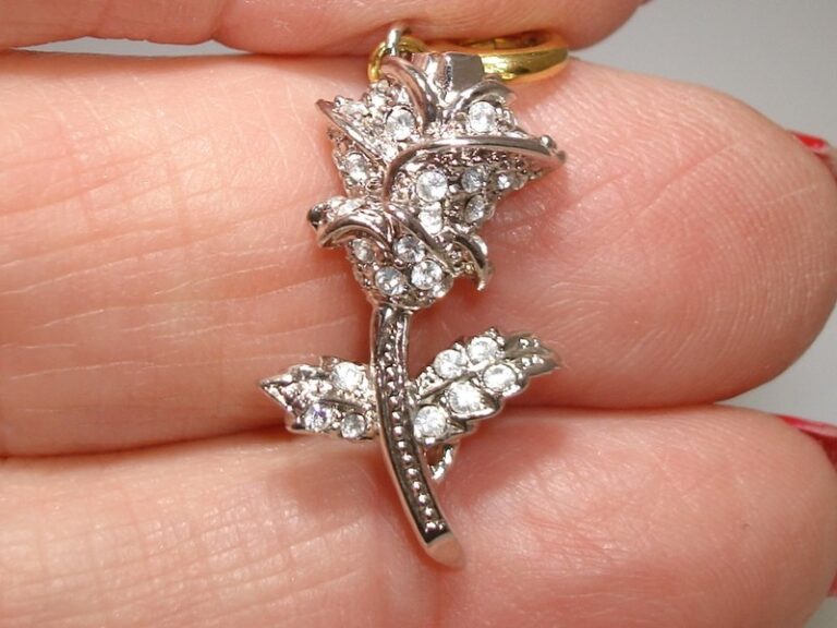 Nolan Miller Silver Anniversary Rose Charm with sparkling CZs
