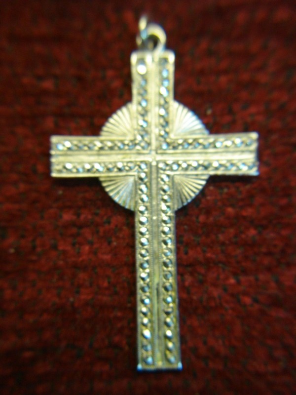 Sterling Silver Cross Necklace with Intricate Design