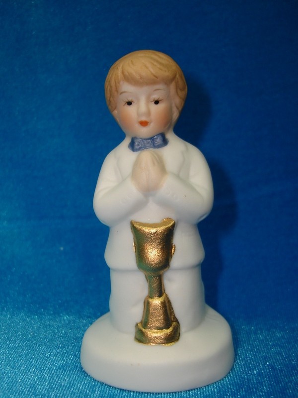 Vintage painted bisque Confirmation Boy figurine