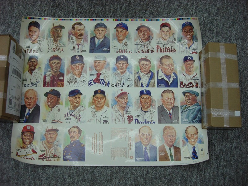 1981 Perez Steele Postcard Uncut Sheet #6 featuring Willie Mays, Hank Aaron and other baseball legends.