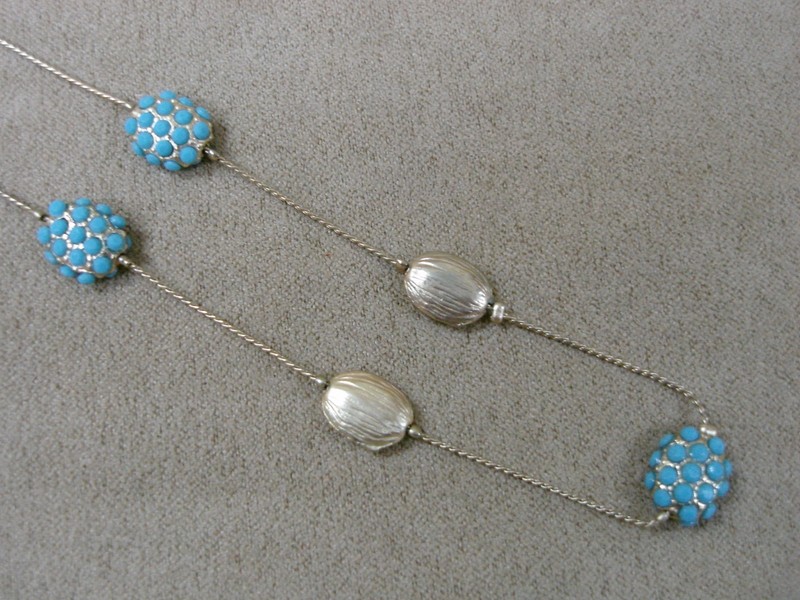 Marlyn Schiff signed turquoise and gold-tone necklace