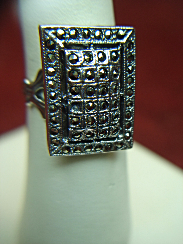 Vintage Sterling Silver Marcasite Ring, Size 7.5