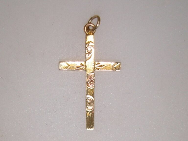 Vintage Art Nouveau 12K gold filled tri-color cross pendant