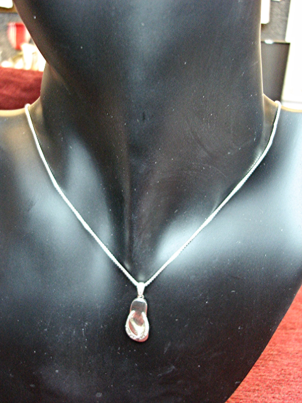 Sterling silver sandal necklace with diamond accents